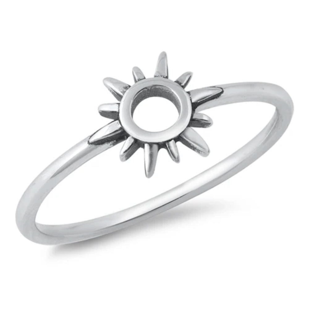 Sterling Silver Sun Ring – Radiant Open Circle (Size 8)